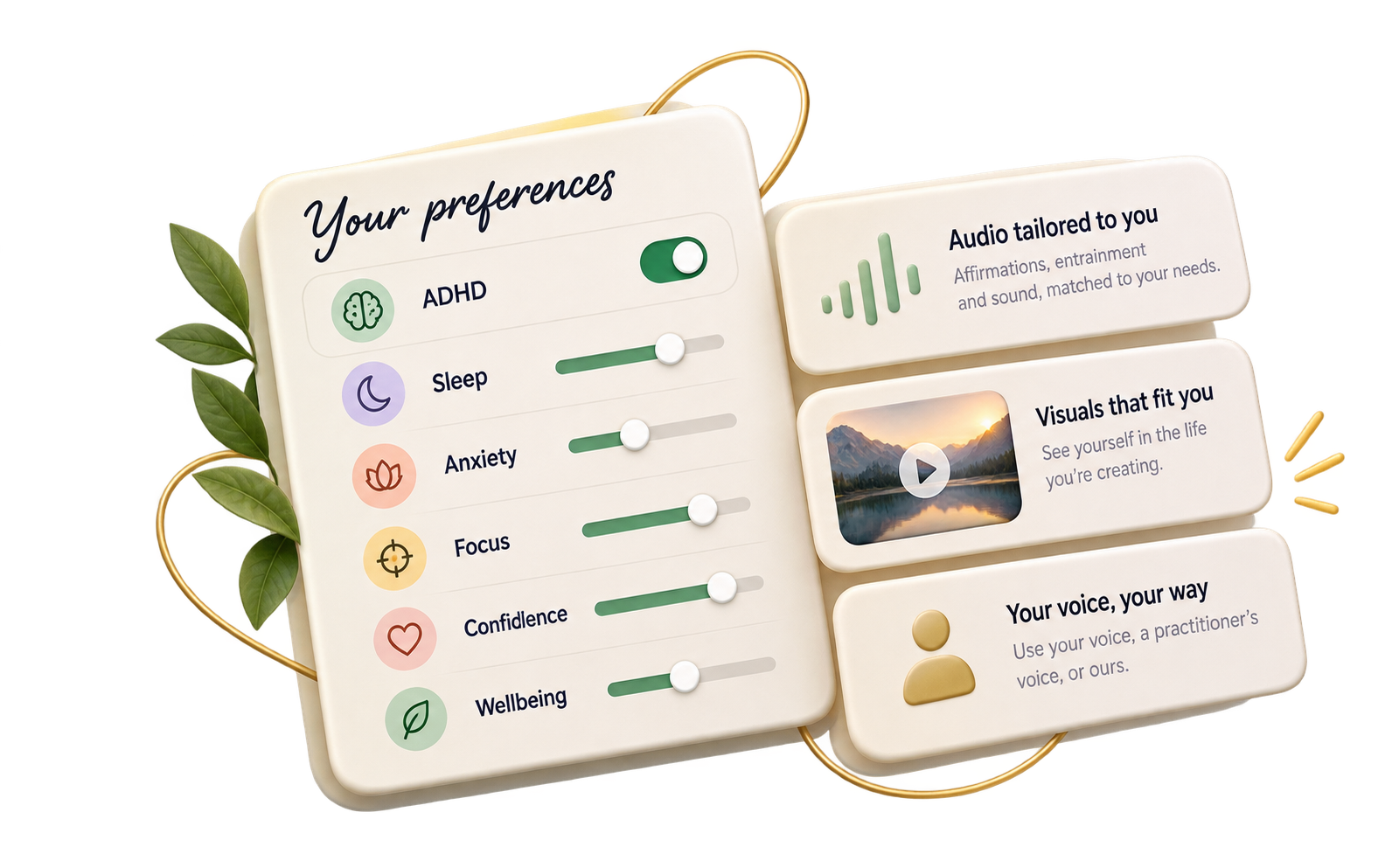 Illustrated preferences shaping your audio, visuals and voice